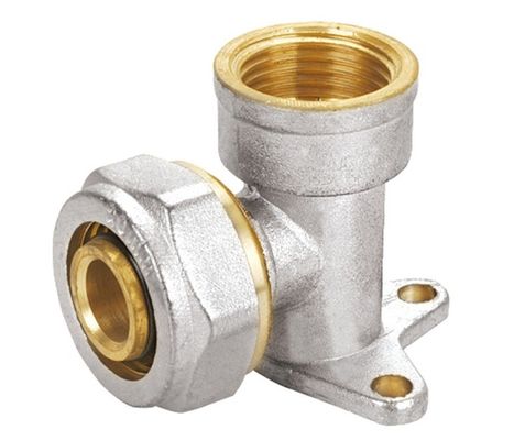 Phụ kiện đường ống bằng đồng thau Pex Al Pex, khuỷu tay tấm tường nữ mạ niken