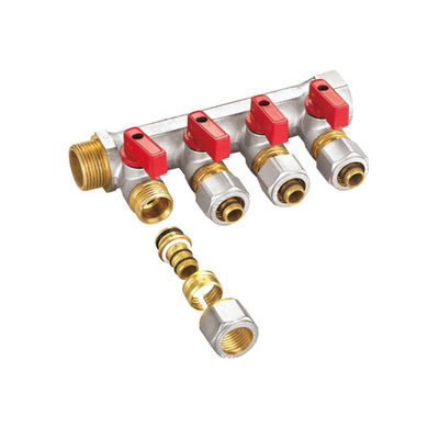 Đồng thau rèn Manifold 3/4 X D16 Vụ nổ cát và mạ niken