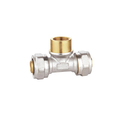 PF5008 Đồng thau rèn nữ nén Tee mạ niken 16X1 / 2x16 26X16X26