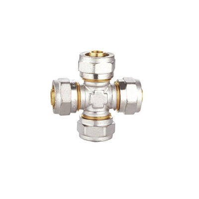 Pex Al Pex Phụ kiện nén bằng đồng thau Đường kính bằng nhau Bốn chiều PF5010