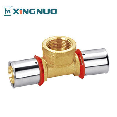 150 PSI đồng áp lực Tee Fitting cho máy in công nghiệp PEX 16-32mm nữ Thread Tee đồng Pex ống Fittings